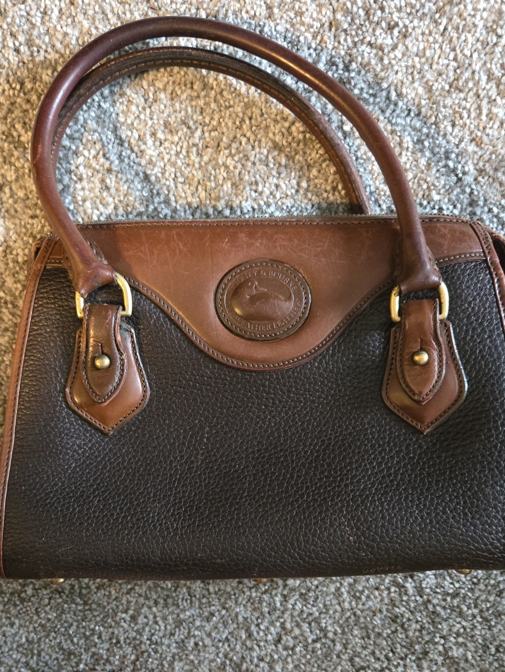Dooney & Bourke Brown and Dark Brown Pebble Leather Satchel